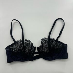 Victoria’s Secret Very Sexy Balconet Lace Black Bra Unlined Wired 34B Pink Tag